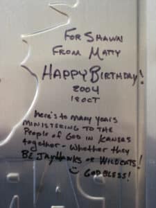 Matty on Jayhawk Sign